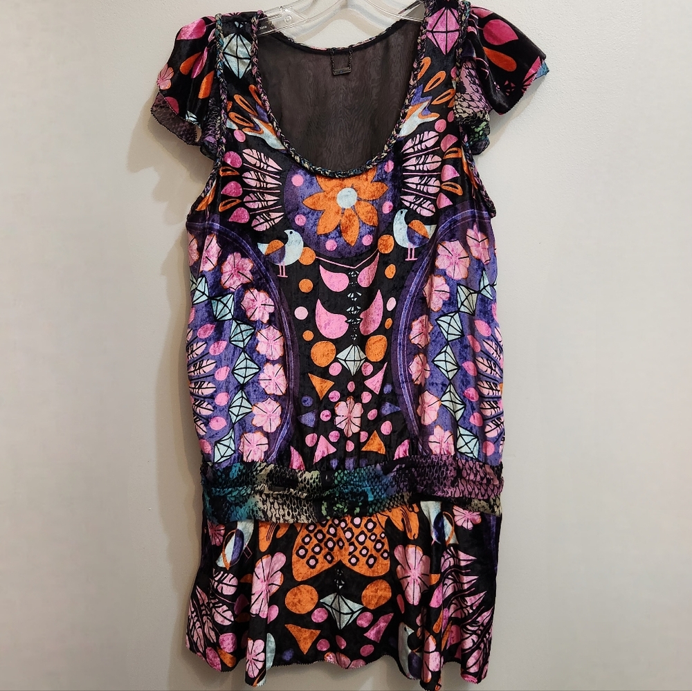 Custo Barcelona Premium Velvet and Silk Mini Dress Size Medium